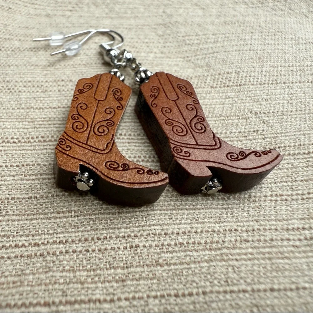 Cowboy/Cowgirl Artisan Brown Boot Earrings